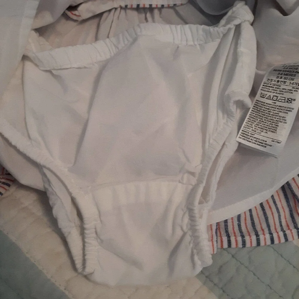 Baby Gap 3-6 mth Red White Blue Striped Ruffled Hem Sundress w/pants